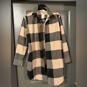 BB Dakota by Steve Madden Black and Cream Plaid Coat